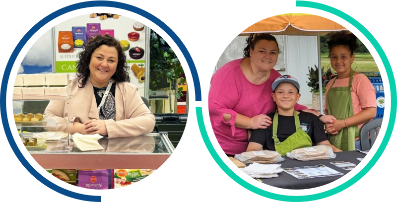 Photos of the founder of Piccola Cucina and her children